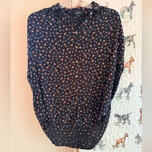 Madewell Navy Floral Button Down Shirt